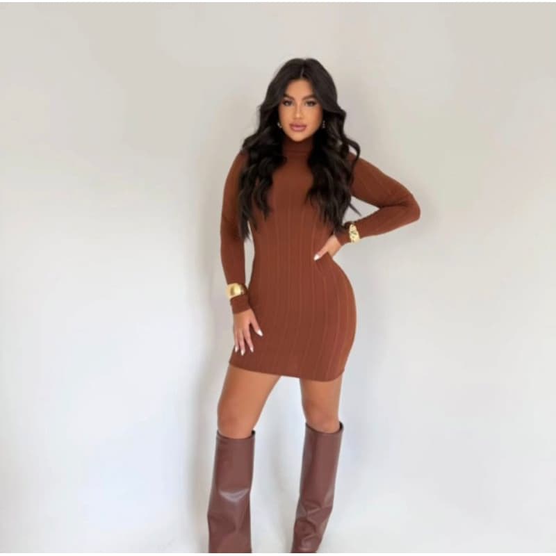 Tendência Vestido Anarruga Prime Manga Longa Inverno moda feminina