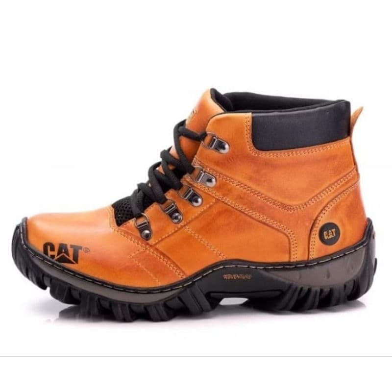 bota cat couro legítimo envio mediato c/cadarços