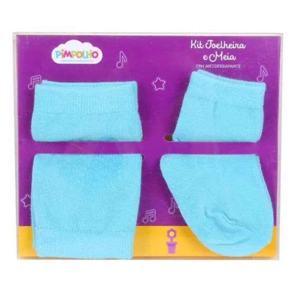 Meia com Joelheira Baby Pimpolho Antiderrapante  Conforto Bebês Fase Engatinhar Presente Mesversário