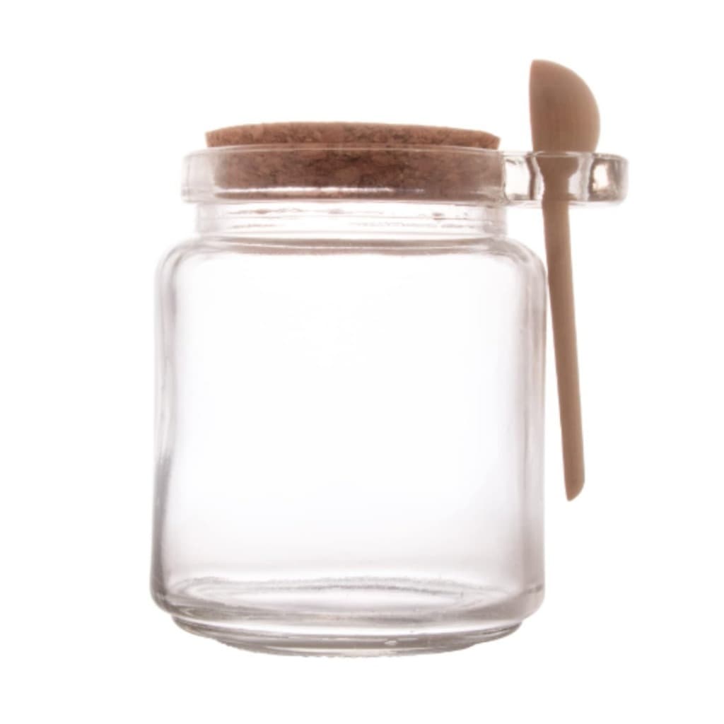 Porta Tempero de Vidro com Colher de Bambu e Tampa Rolha 240ml - Lyor