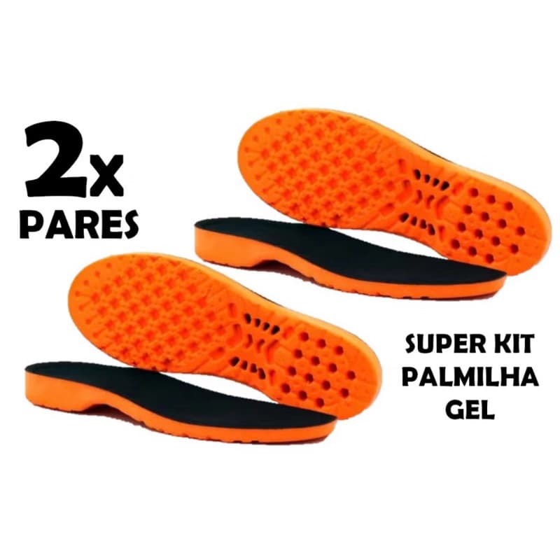 kit palmilha 2xpares anti impacto, confortável, ortopédica de gel pu silicone
