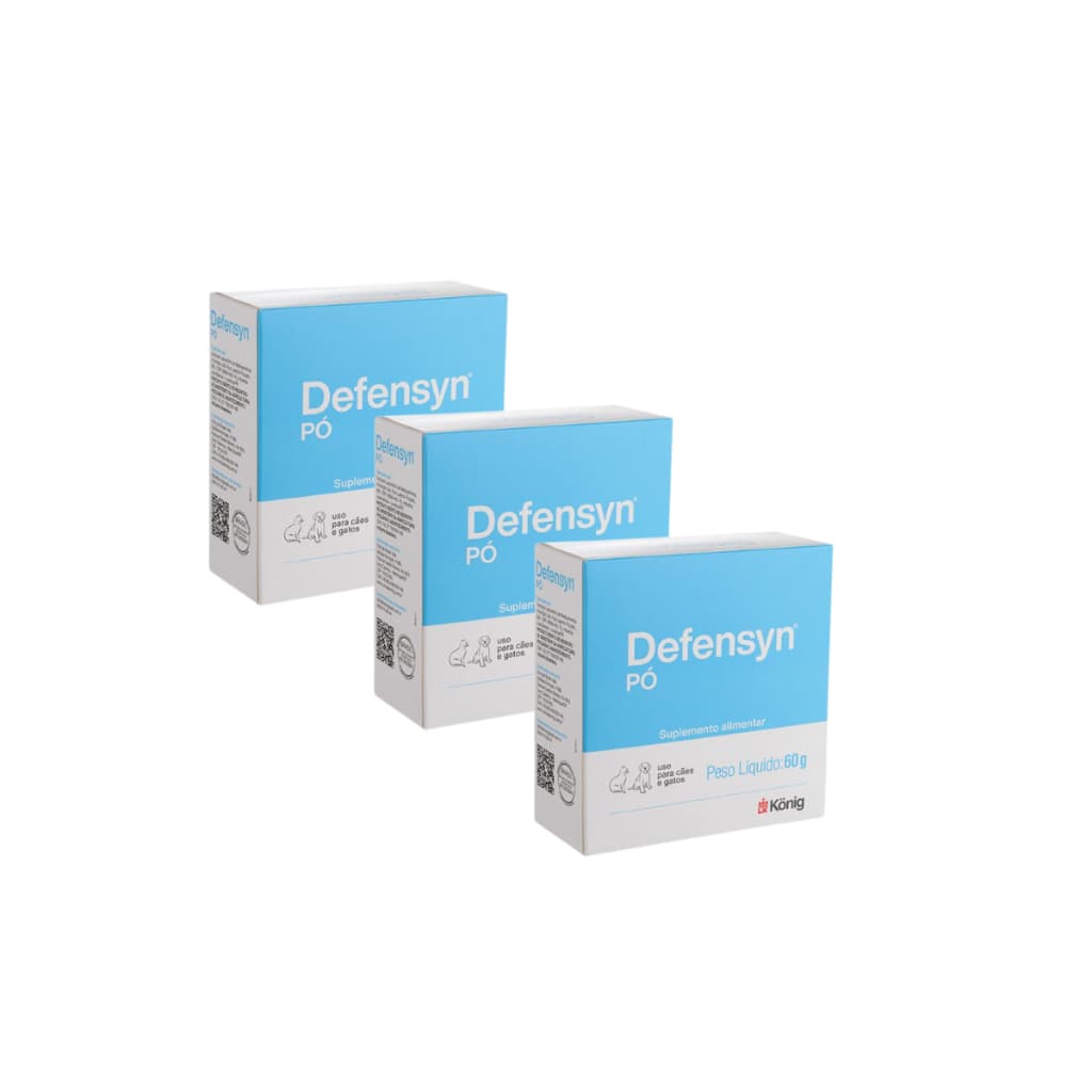 Kit com 3 Suplemento Defensyn Konig para Cães e Gatos 60g
