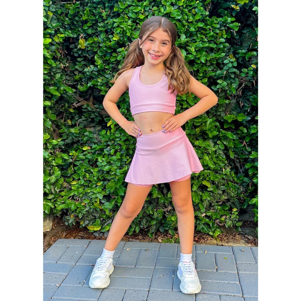 Conjunto Short e Top Roupa de Treino Infantil Menina Feminina Kids Ginastica