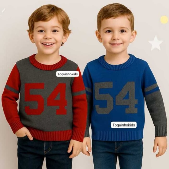 Blusa de lã manga longa infantil para menino estilosa