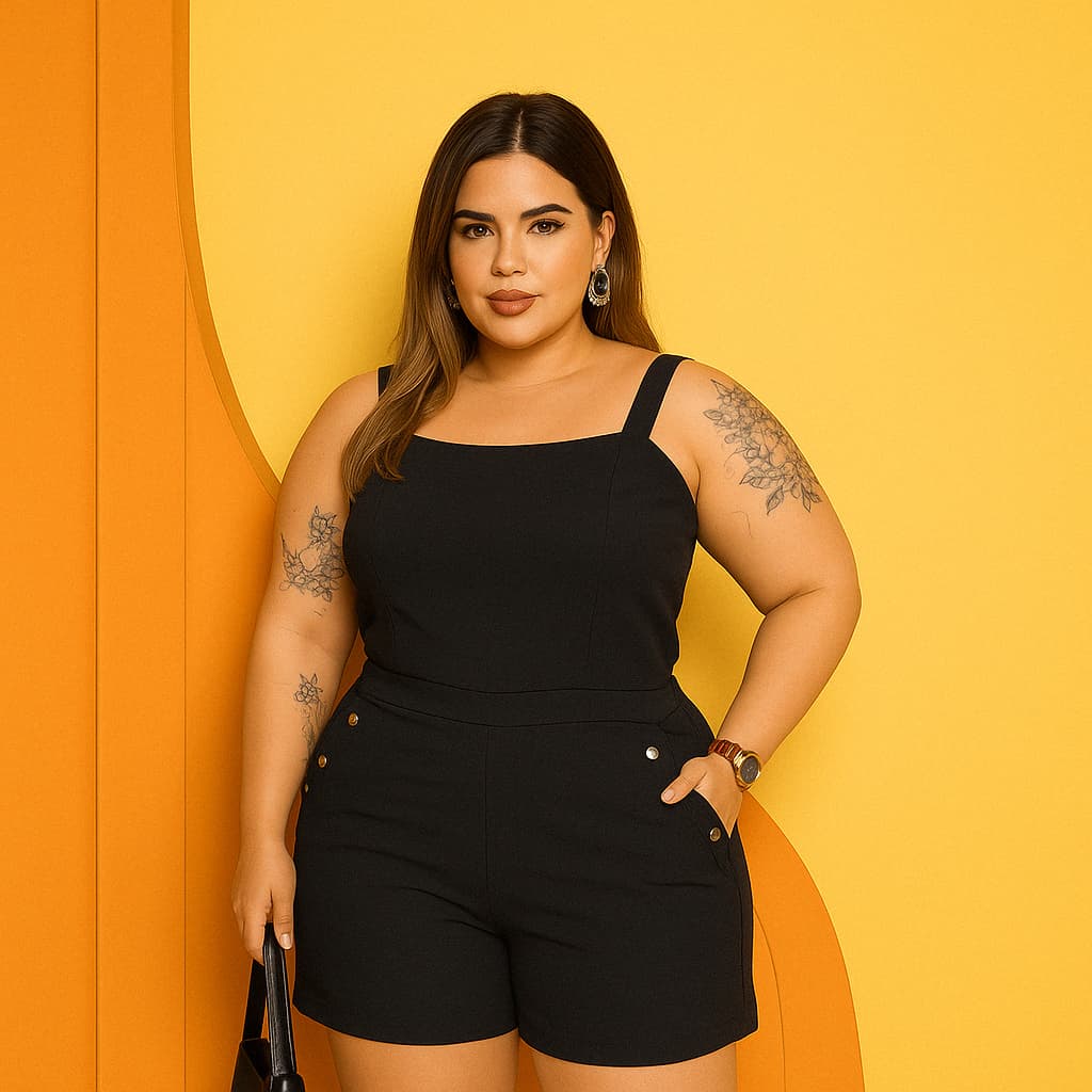 Macaquinho  Plus Size  Feminino GG  Todas as Ocasiões! Confortável , Cotidiano para o dia a dia.