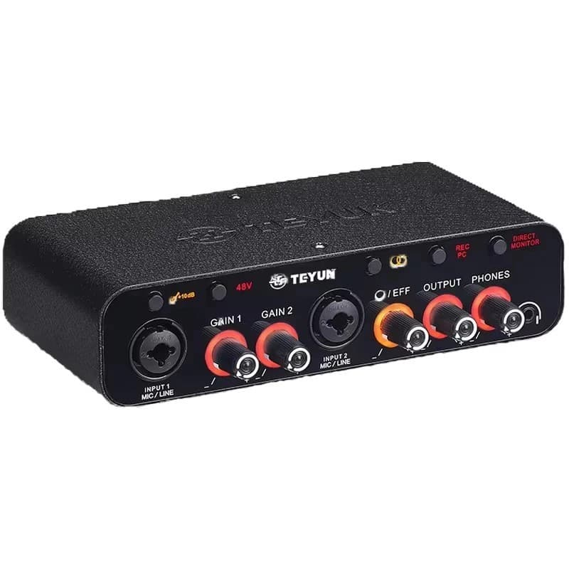 TEYUN Interface De Audio Placa De Som Q-26 Profissional 2 Canais DC 5V De Alta Velocidade Para Gravação Ao Vivo Bivolt