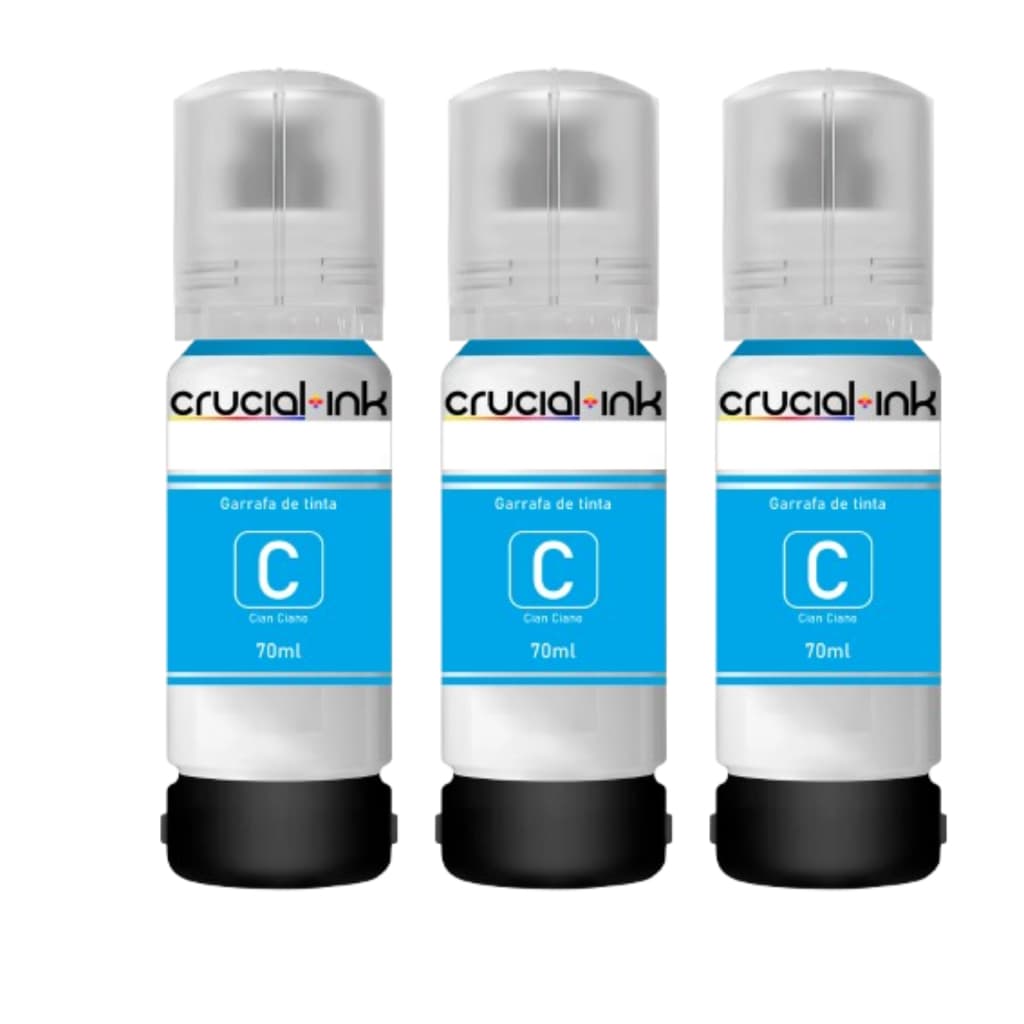 Kit 3 Refil Tinta Azul P/ Uso Epson T544 L3250 L3210 L3110 L3150 Color