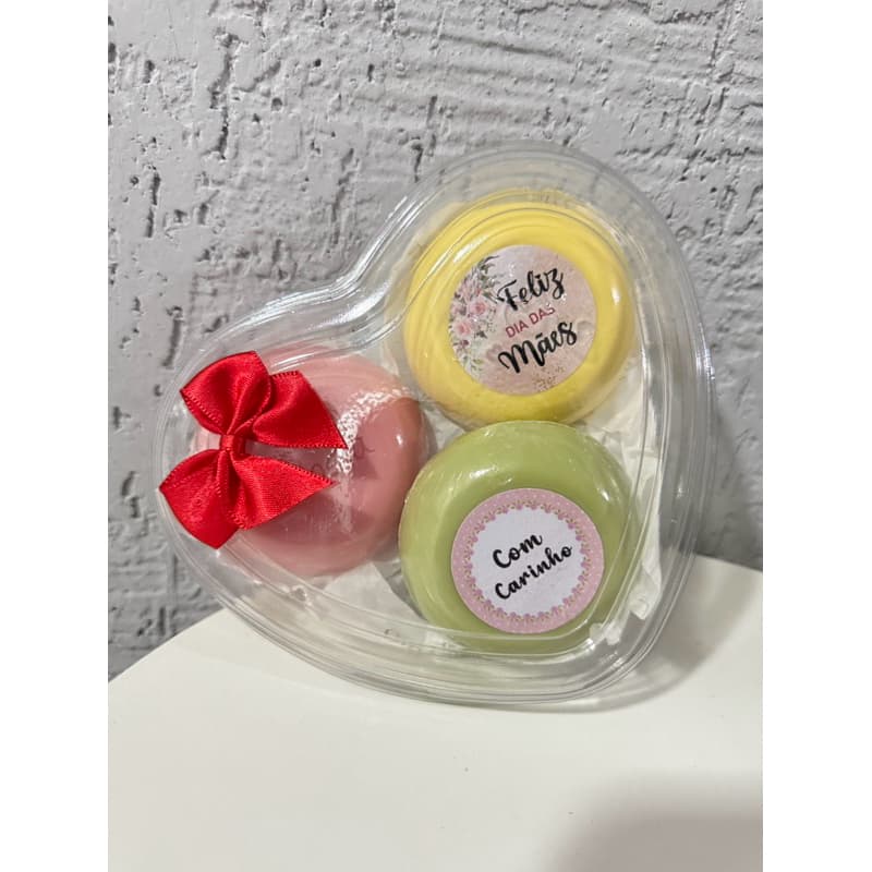 Coração Personalizado com 3 sabonetes Natura Mimo Lembrancinha Dia Das Mães