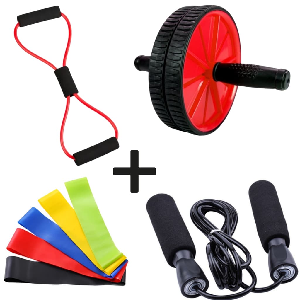 Kit Funcional Mini Bands Corda,roda Abdominal Elastico Tube