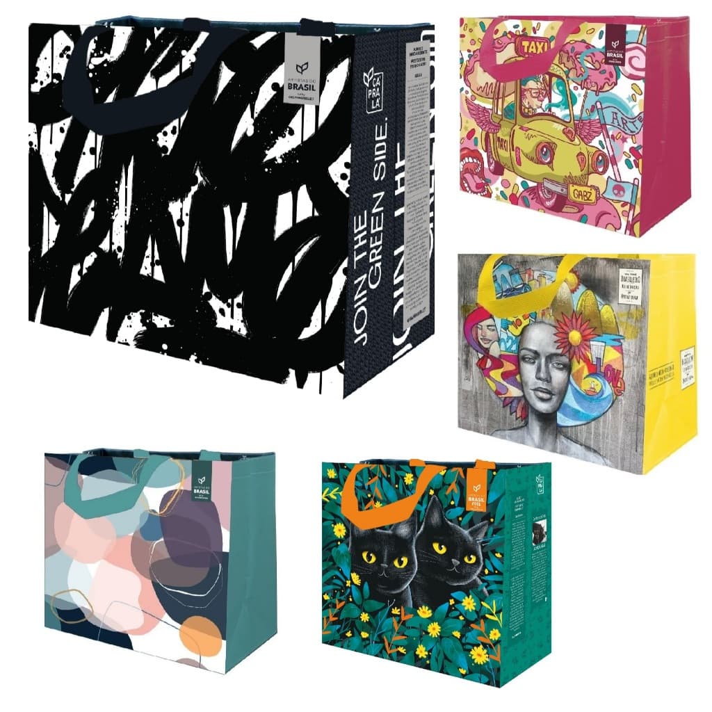 Sacola Retornável De Ráfia Ecobag  MÉDIA  Coleção Artistas do Brasil - CáPraLá Impar