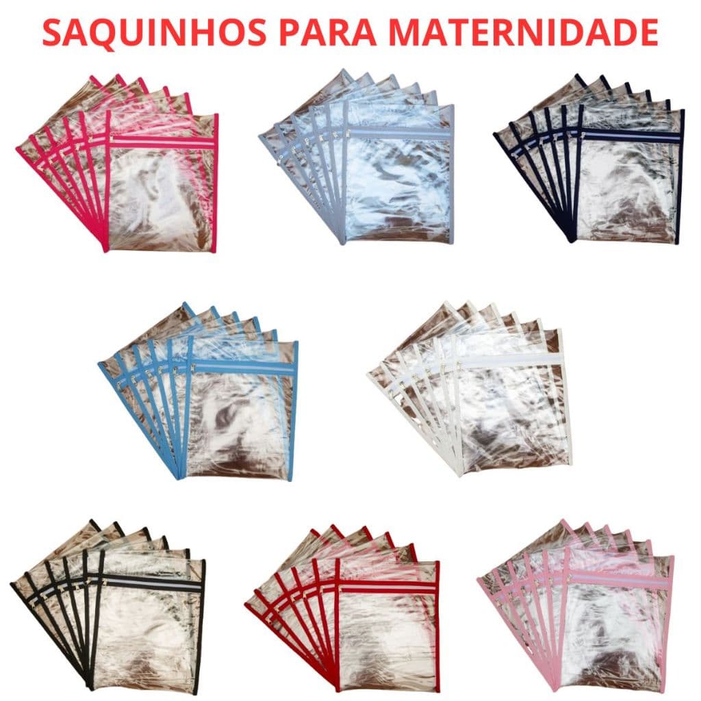 Kit 6 Sacolas Organizadoras para Bolsa e Mala de Maternidade de Plástico Transparente Menino e Menina