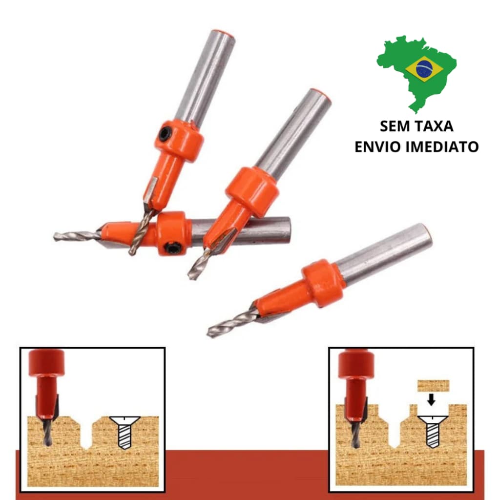 Kit 5 Brocas Escariadora 8mm Para Madeiras Acabamento Fino Brocas WL-1451