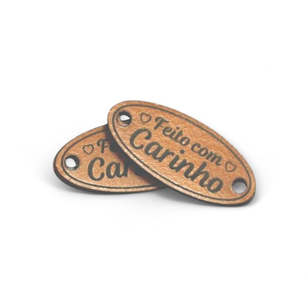 Etiqueta Couro Sintético Personalizada   30 Unid  3.5x1.5 Cm Oval Marrom