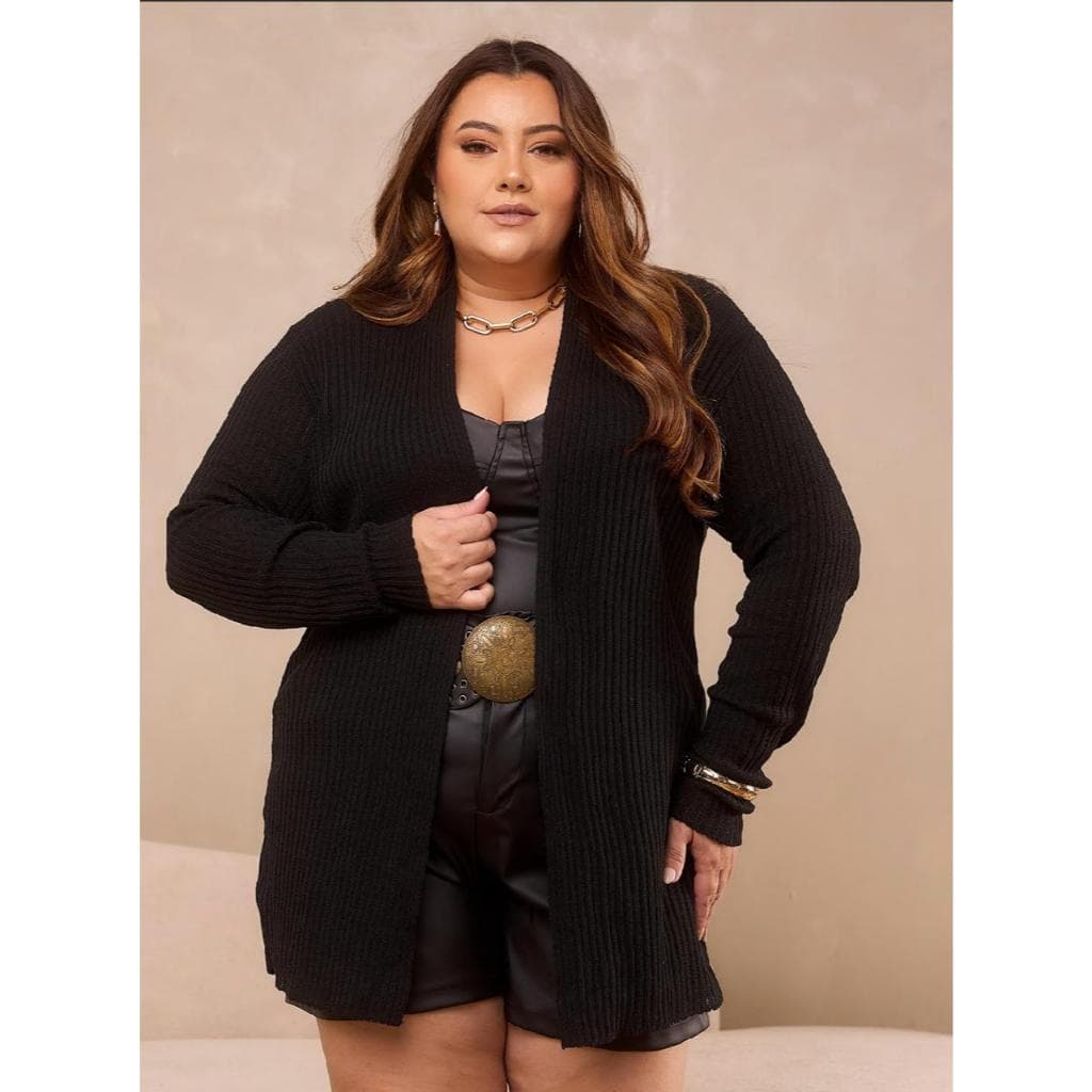 Casaco Plus Size Feminino Casaco de Tricô Feminino Cardigan Plus Size Cardigan Trico Fino