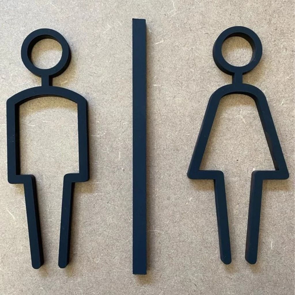 Placa Indicativa Sinalização Banheiro Sanitário H,M/Unissex.