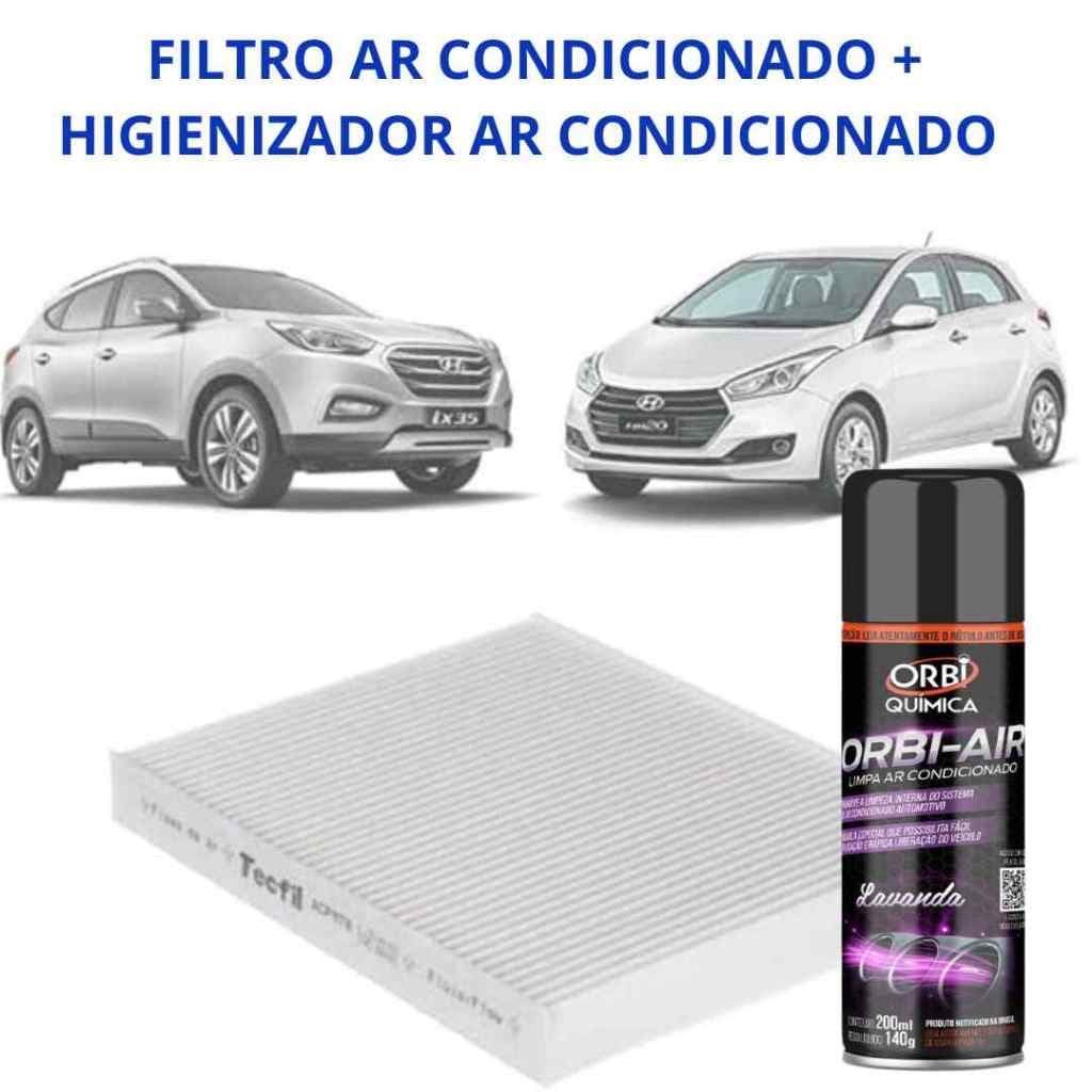 Kit Filtro Cabine Ar Condicionado HB20 IX35 TUCSON ACP972 + Higienizador Spray Granada Ar Cond