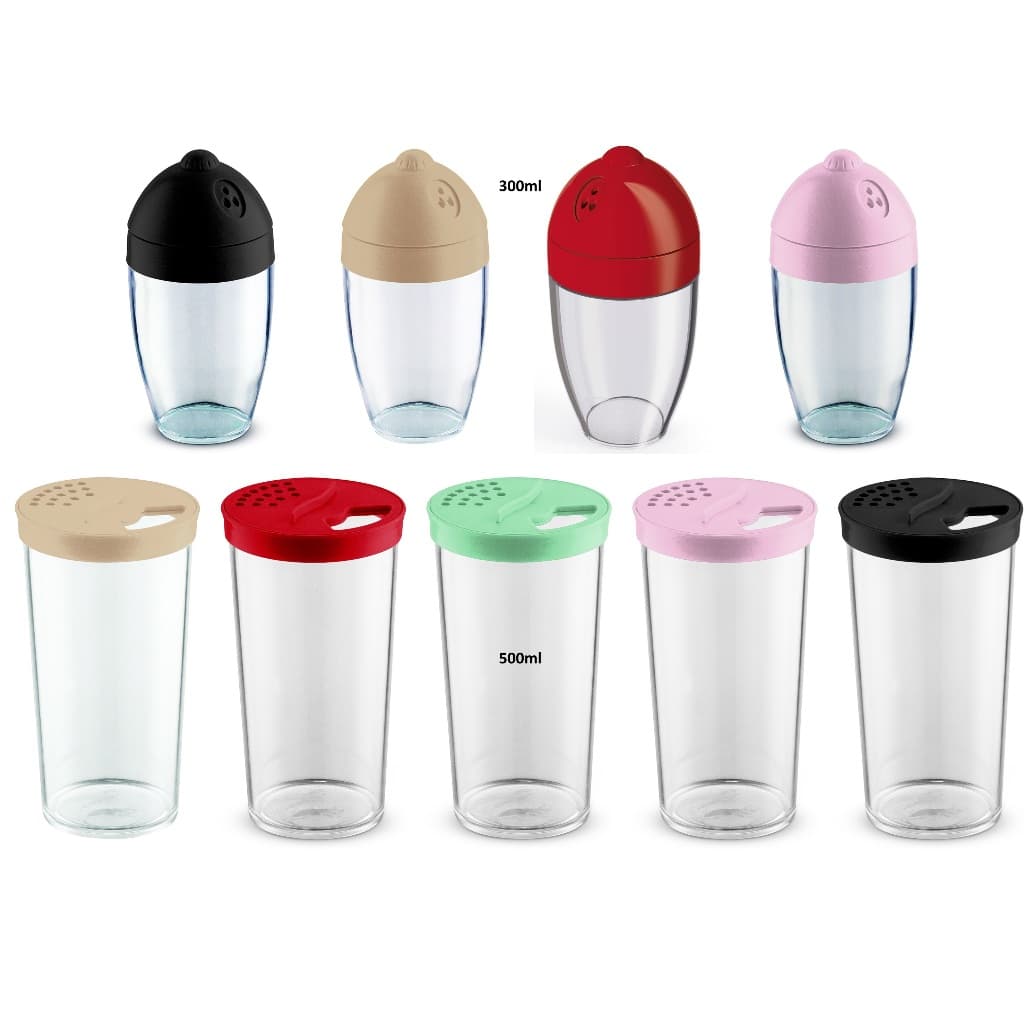Kit 2 Porta Condimentos 300ml ou 500ml Farinheira de Plástico Translucido Varias Cores UZ