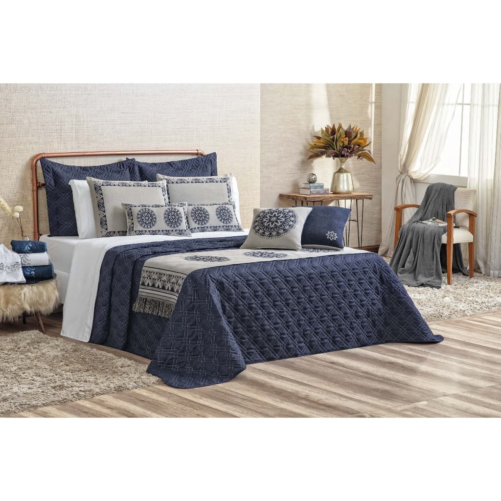 Kit Colcha Cobre Leito Casal King Completo Turin 180 Fios 5 peças Exclusivo Premium