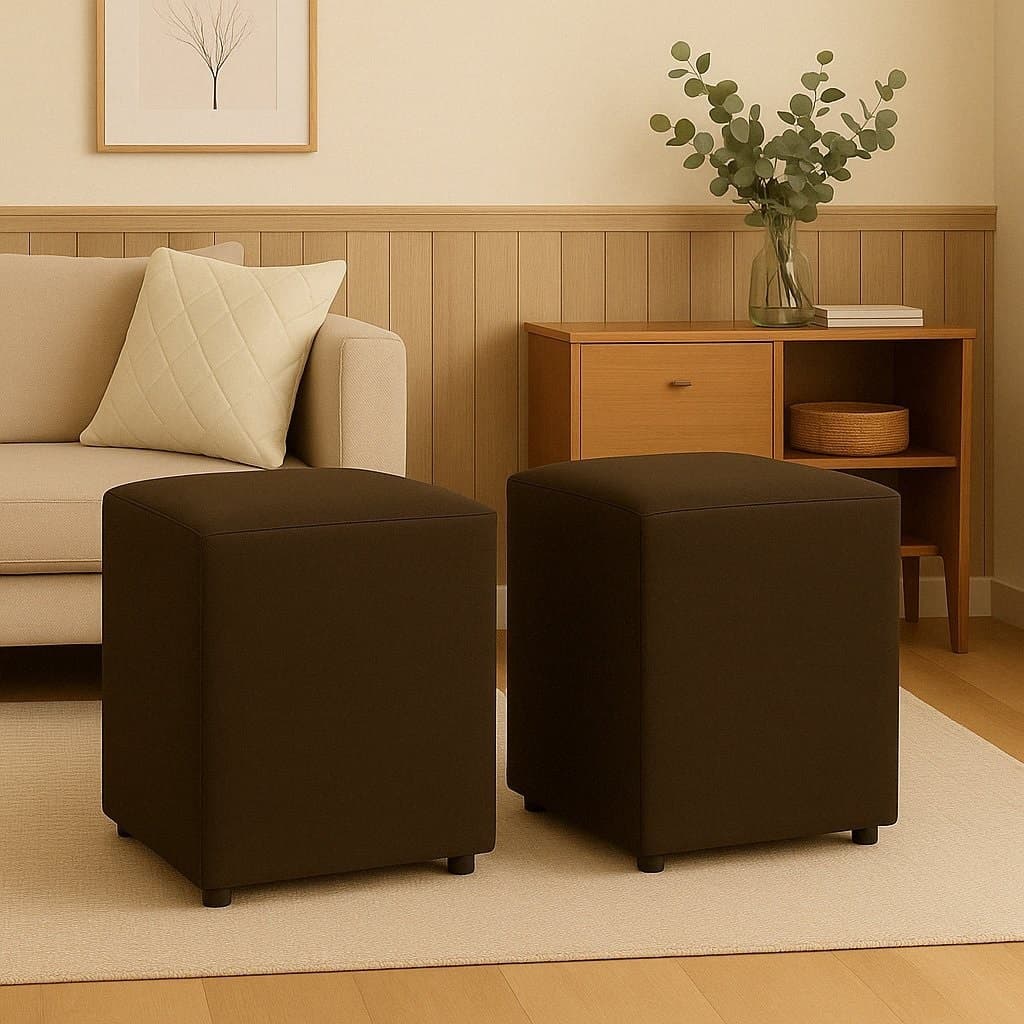 Puff de Qualidade Cubo Couro Quadrado Decorativo Promoção