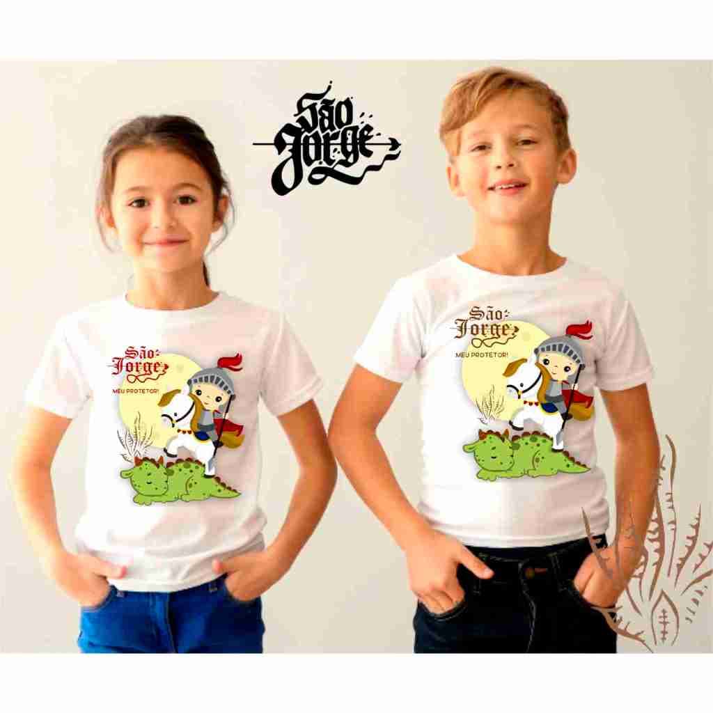 Camiseta infantil São Jorge Guerreiro Salve Jorge