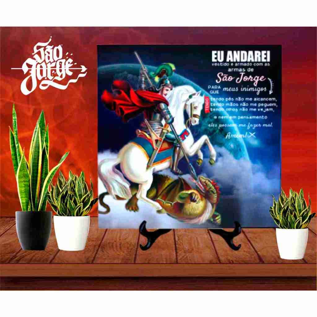 AZULEJO PERSONALIZADO 15X15 SÃO JORGE GUERREIRO SALVE JORGE