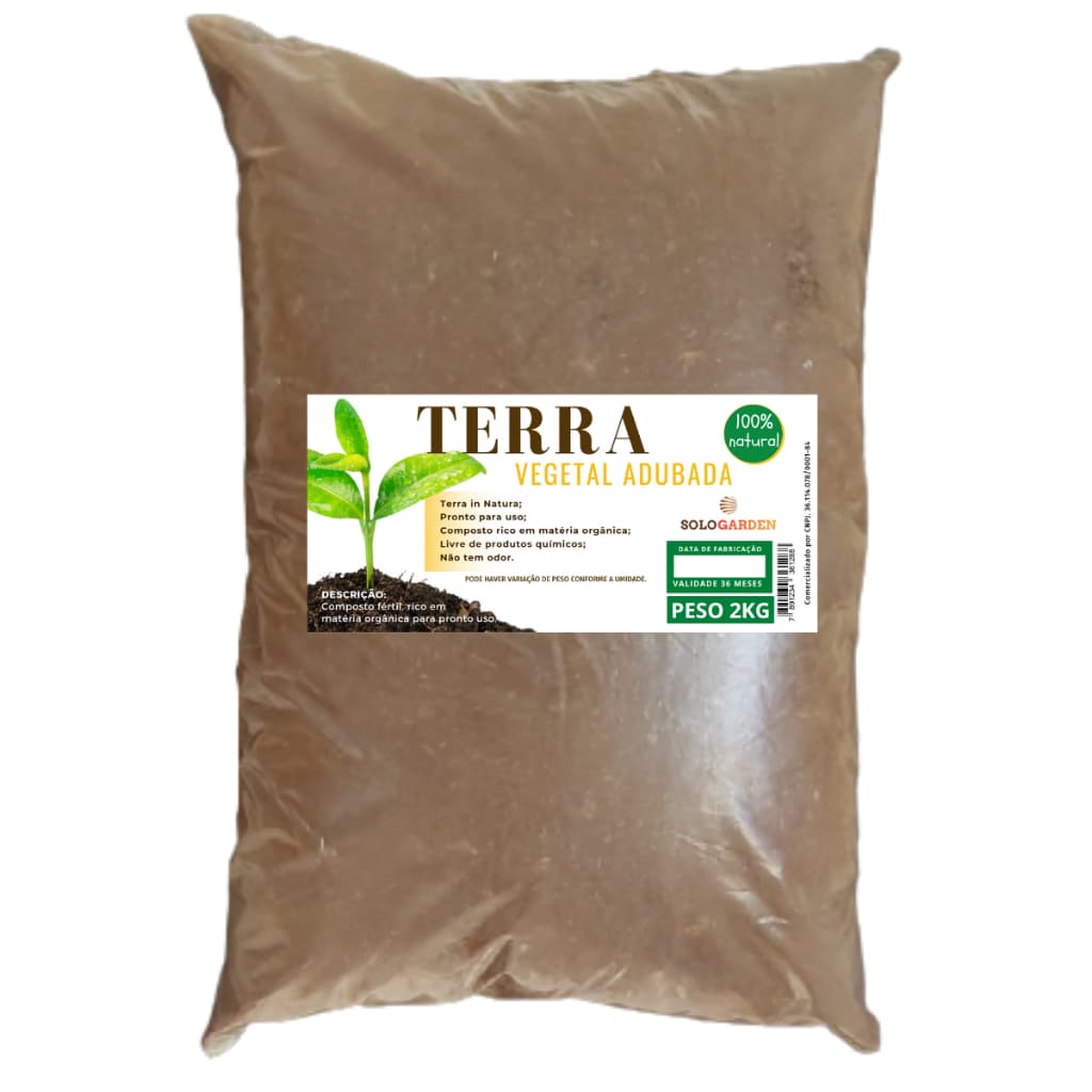 Terra Adubada Plantio Orgânica Horta Plantas Flores Frutas Vasos 2Kg