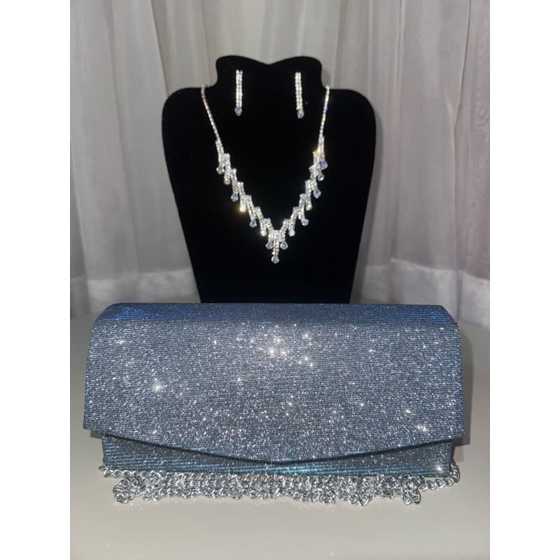 Kit de bolsa de festa feminina com o conjunto de colar e brinco