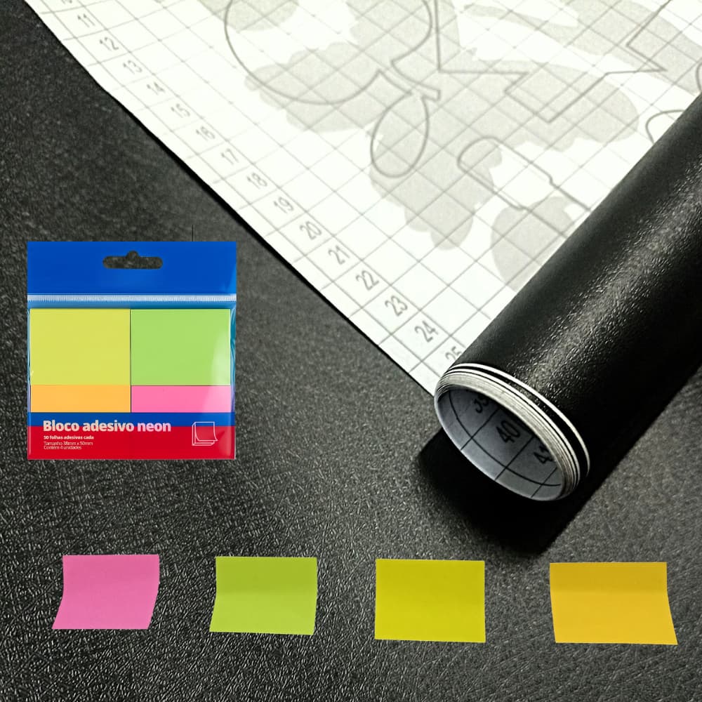 Vinil Adesivo Preto Fosco com 45cm de largura para envelopamento móveis, mesa, porta, notebook kit