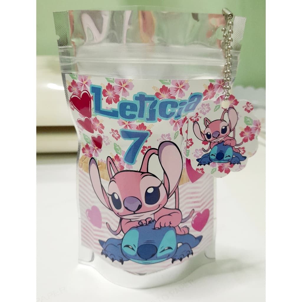Saquinho Metalizado Personalizado Zip lock l Saquinho personalizado Stitch l tamanho P 10x15 l Lembrancinha Infantil