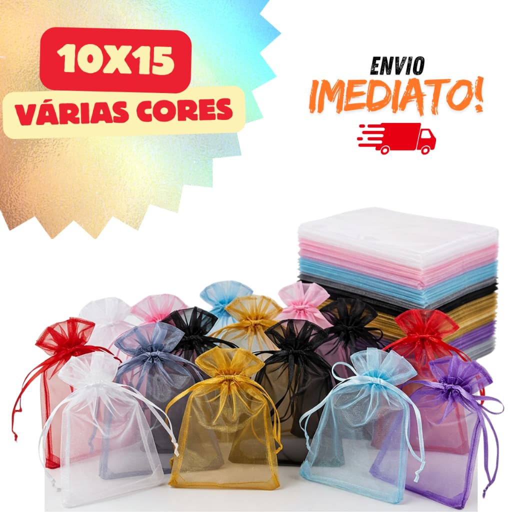 Kit 10/25/50/100 Saquinho Organza 10x15 Saco Para Lembrancinhas Decoração Presente Festa Casamento