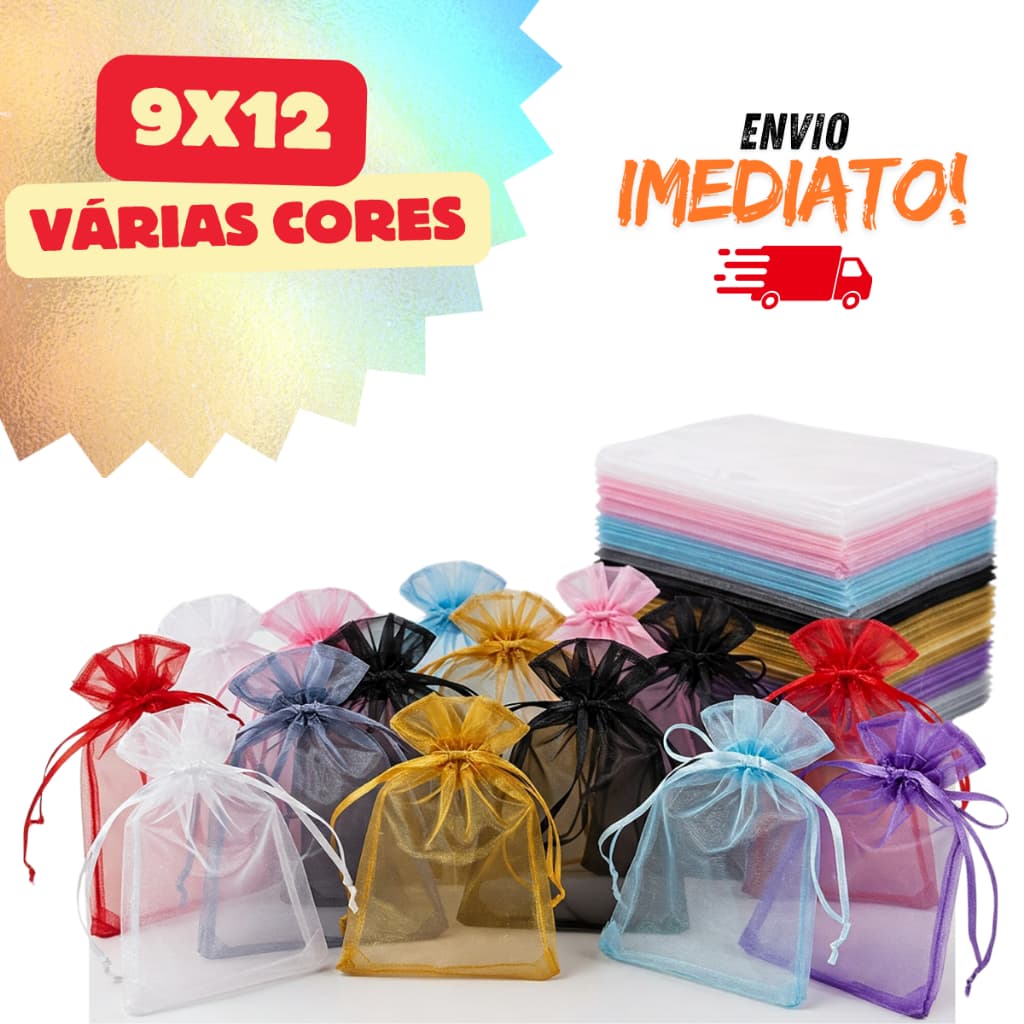 Kit 10/25/50/100 Saquinho Organza 9x12 Saco Para Lembrancinhas Decoração Presente Festa Casamento