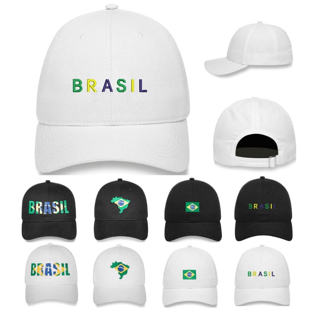 Boné BRASIL Bandeira Seleção Mapa Básico Bordado Aba Curva Regulável Dad Hat