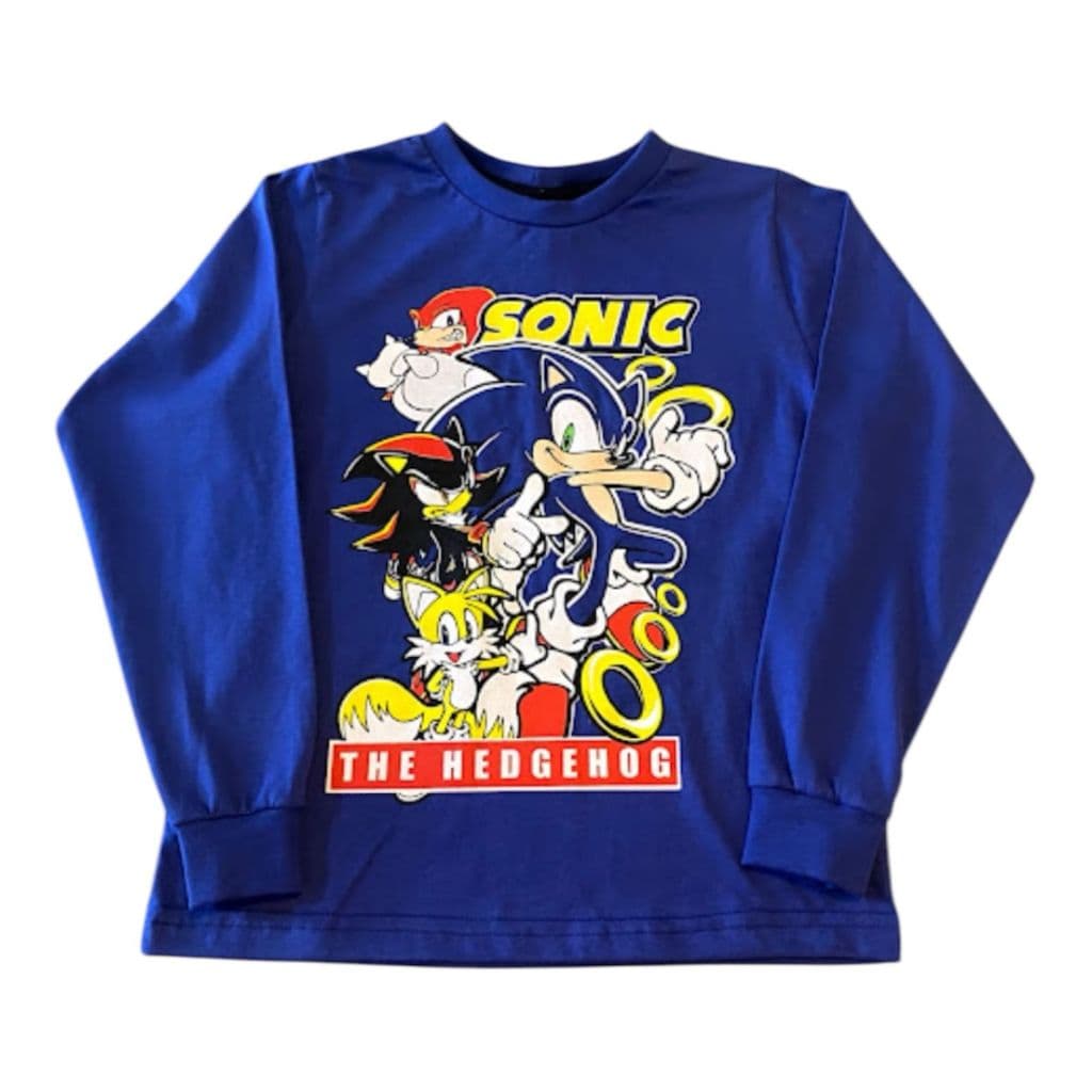 Blusa Sonic Infantil Camiseta Sonic Masculino Inverno Verão 2 ao 12
