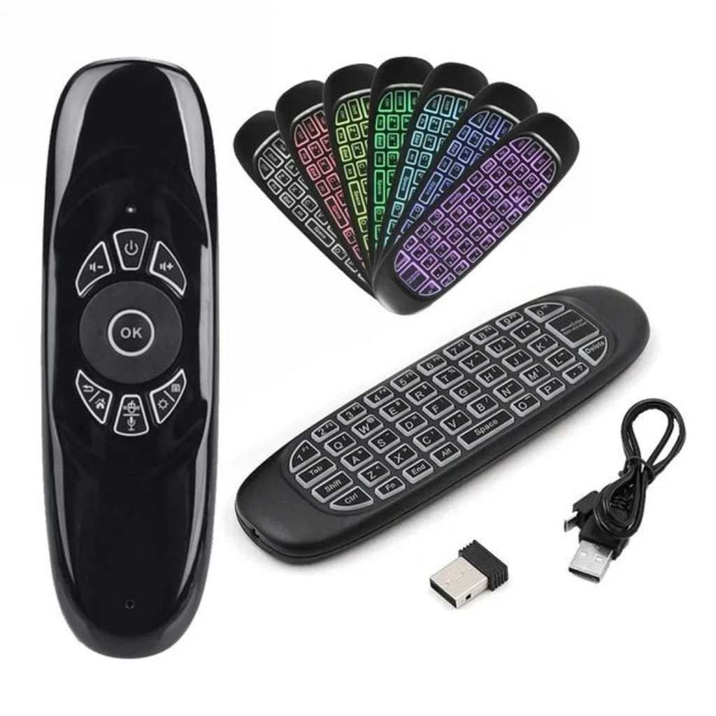 Controle Com Led Teclado Air Mouse Wireless Sem Fio Android Smart TVs Pc