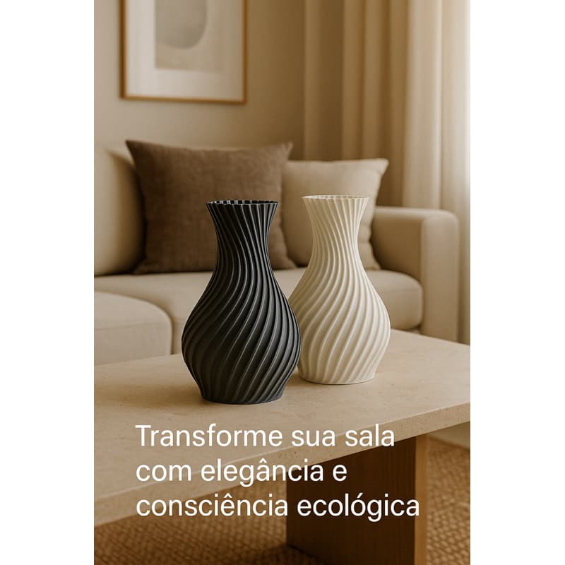 Kit 2 Vasos Decorativo Espiral 15cm e 18 cm Material de qualidade  elegante , Moderno, Decoracâo para festa Estante, 3D