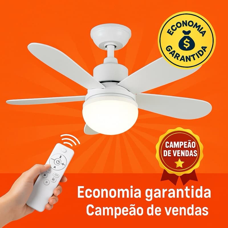 Ventilador De Teto instalação no bocal da Lâmpada  Silencioso De 3 Modos com Lâmpada controle Branco