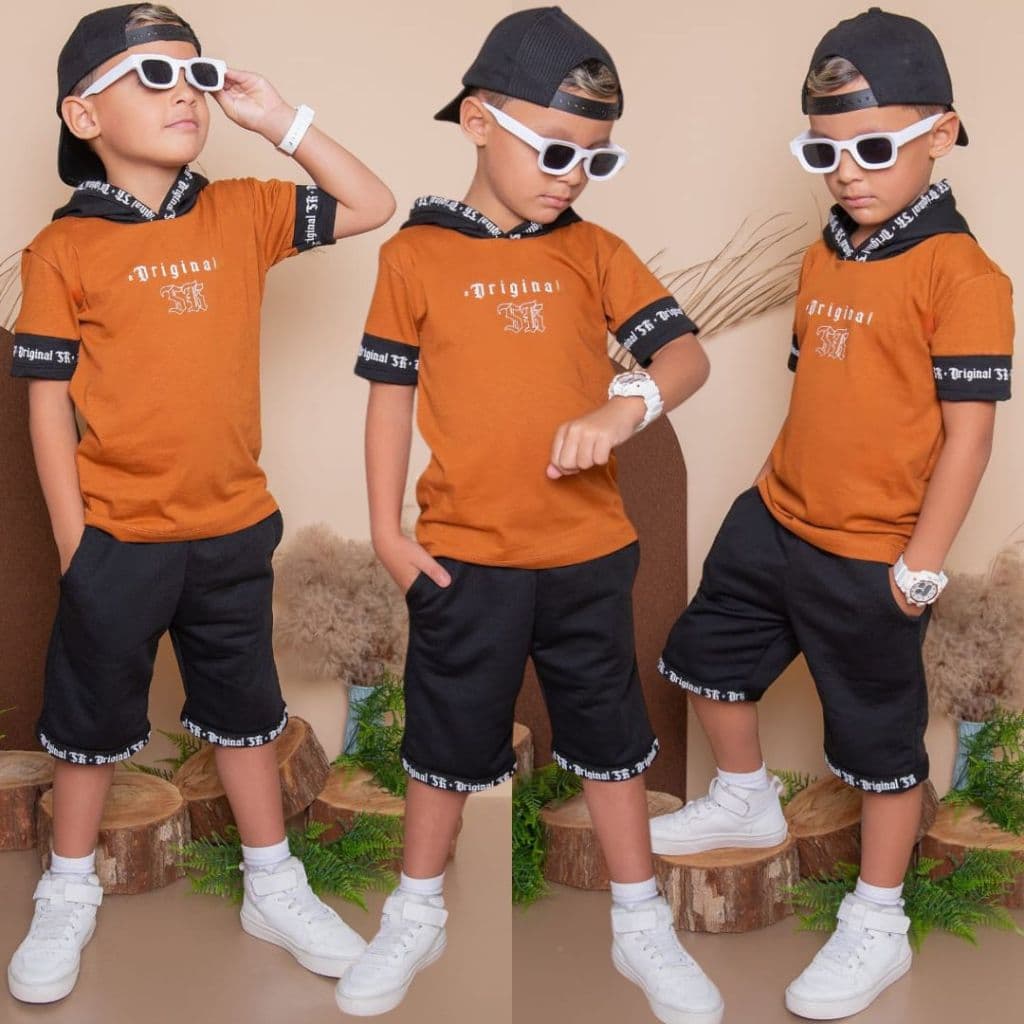 Conjuntos Infantil Masculino Juvenil Lançamento Verão Camisa Bermuda Roupa Menino  2 ao 14 anos