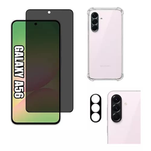 Kit Para Samsung A56 Película Privacidade + Capa Capinha Anti Shock+Pelicula Camera 3D