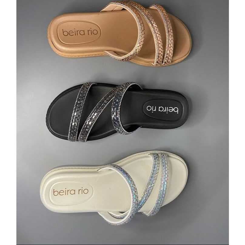 Papete beira rio feminina strass original lançamento nova brilho tiras sandalia 3 TIRAS SPBR