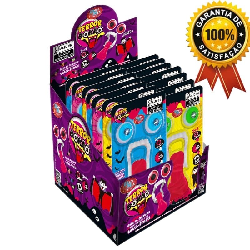 BALA DE GELATINA - GOMA/ TERROR BOKAO  20UN × 16G - SABOR tutti-frutti