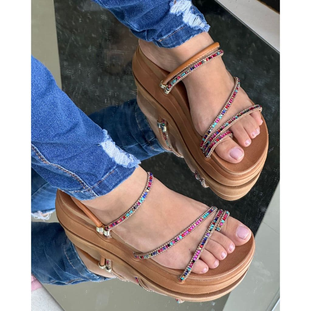 sandália feminina papete salto plataforma birken alta brilho ultra confortável lançamento021