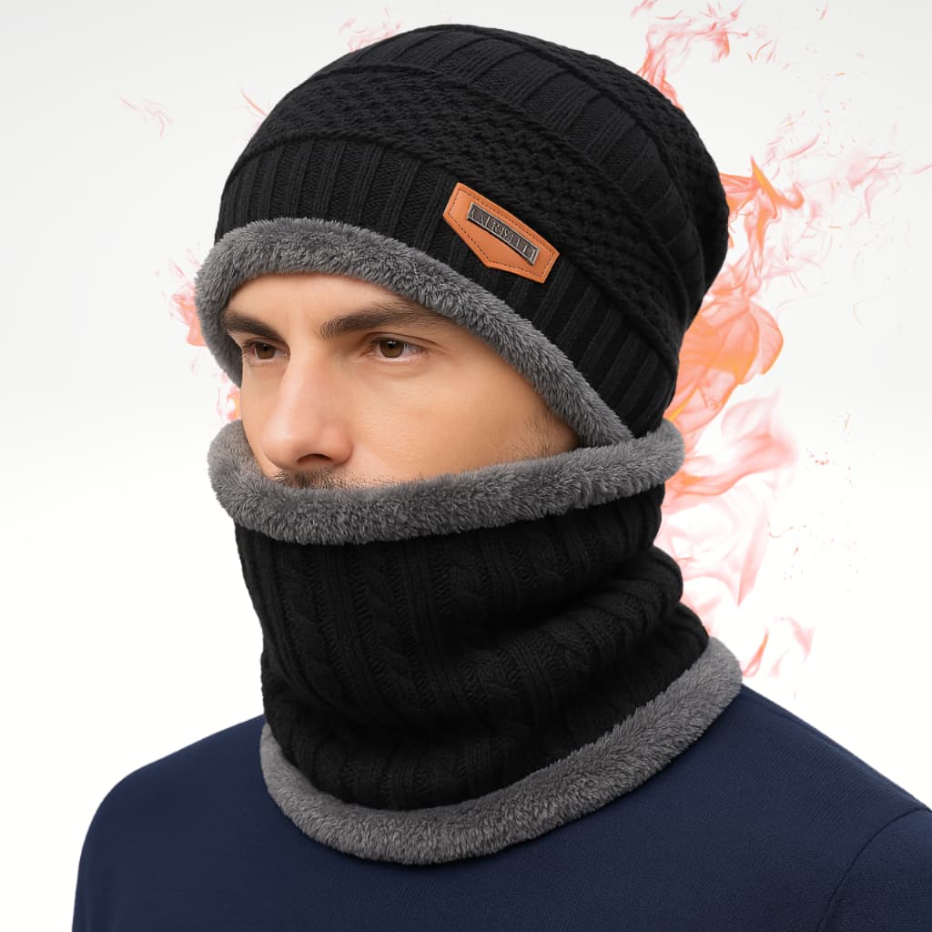 Touca Inverno Unissex Masculino Feminino Lã Pelinho Forrada + Cachecol Forrado Pelinho Quente