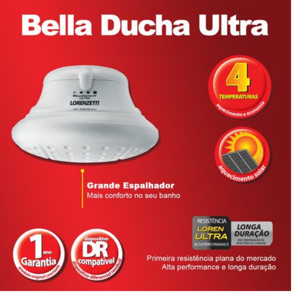 Ducha Bella Ducha 4T Ultra 220v/6800w Lorenzetti