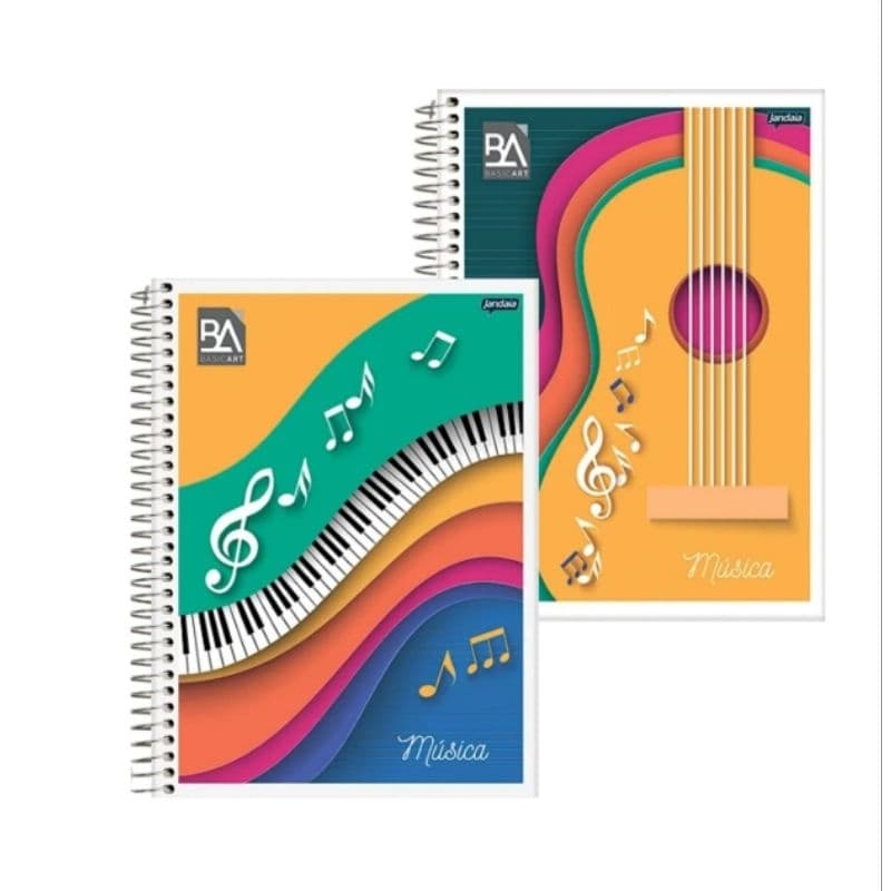 1 Caderno De Música Espiral Capa Flexível Universitário 40 Folhas Basic Art 20cm x 27,5cm