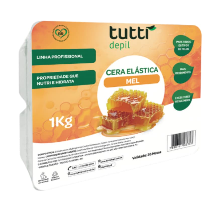 Cera Elástica de Mel para Depilação Tutti Depil 1Kg