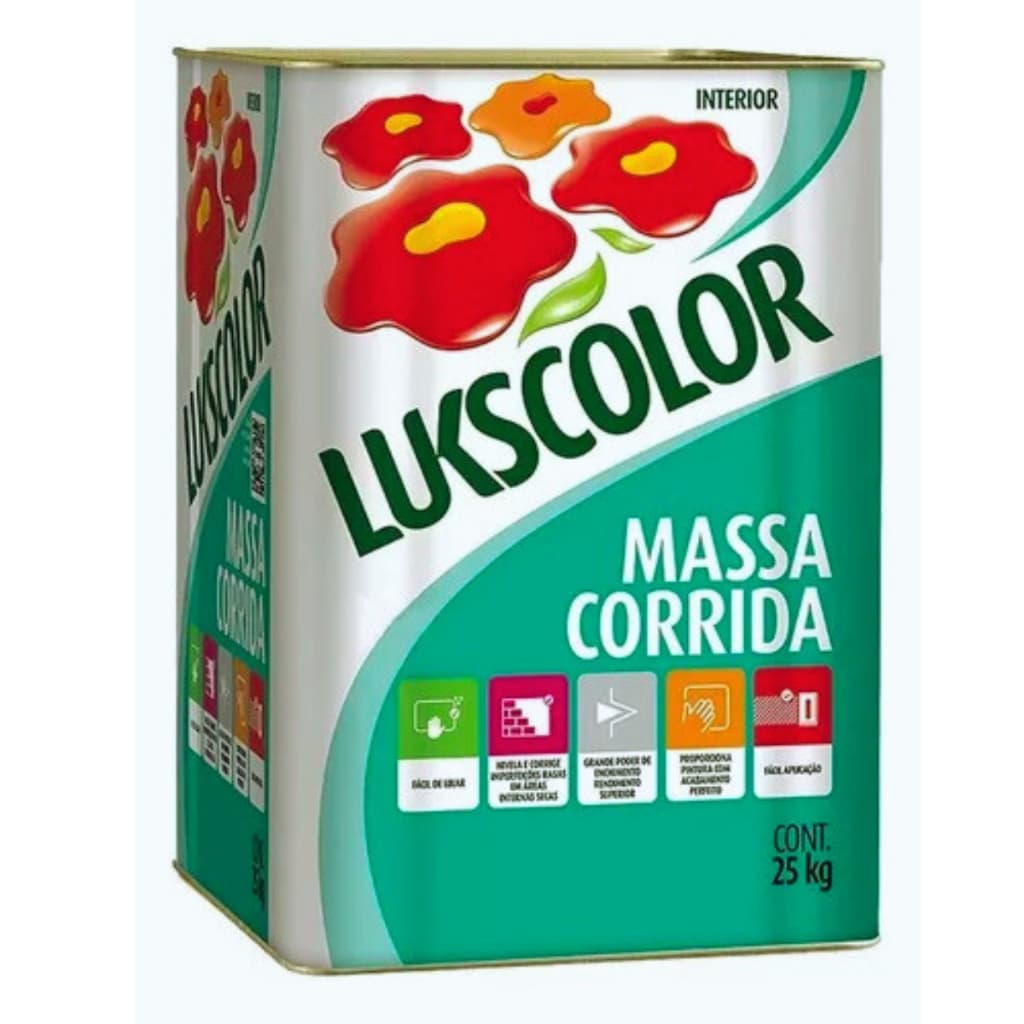 Massa Corrida Pva Lukscolor 25kg Interior Nivelar Corrigir