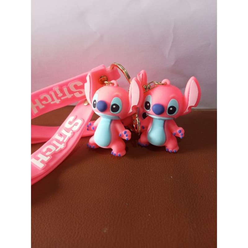 Chaveiro Pingente Stitch Angel  Premium Grande Emborrachado - kit c/2 rosa e azul