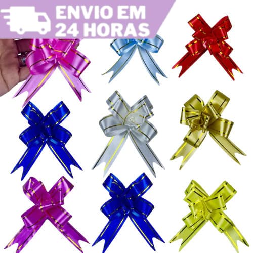 10 Laço Mágico Médio 33x1.8cm Presente Filete Dourado