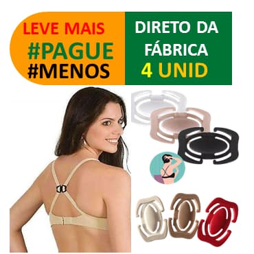 kIT 4 Clips Realça Busto para Alça de Sutiã - Transforme seu Sutiã em Nadador - Clip magico