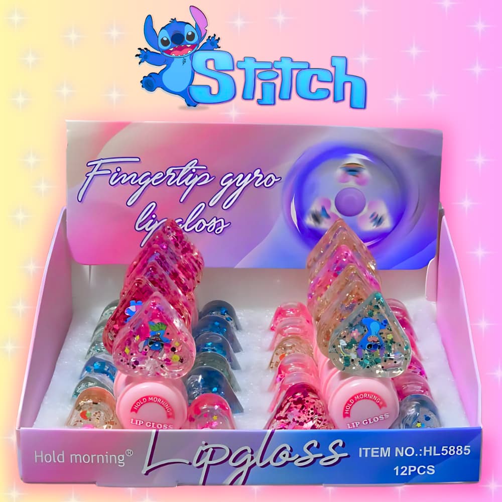 Gloss Stitch Modelo Spinner | Lip Gloss Brilho Labial Kawaii | Maquiagem Fofa Brilho + Diversão!